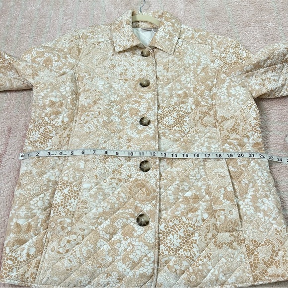 Chicos Floral Quilted Women's Jacket Cream White Size 3 (16/18) - Picture 9 of 13
